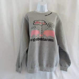 Women's -  Size L, Gray, Pullover Sweatshirt Pig Dreams Barn Yard Farm Graphics